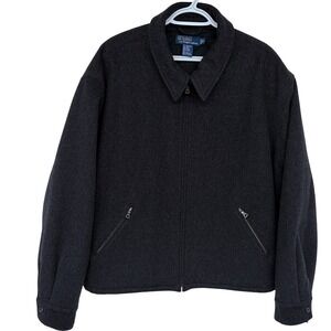 Vintage 90s Polo Ralph Lauren Harrington Jacket XL Men's Black Wool Blend Bomber